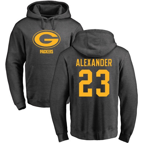 Men Green Bay Packers Ash #23 Alexander Jaire One Color Nike NFL Pullover Hoodie Sweatshirts->nfl t-shirts->Sports Accessory